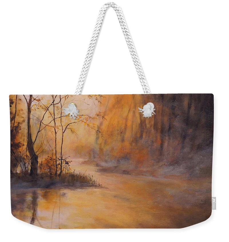 Autumn Weekender Tote Bag featuring the painting Morning Gold by Alan Lakin