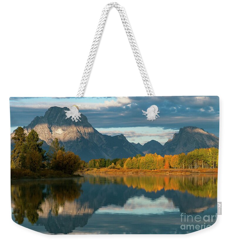 Mount Moran Weekender Tote Bag featuring the photograph Morning Light by Bob Phillips