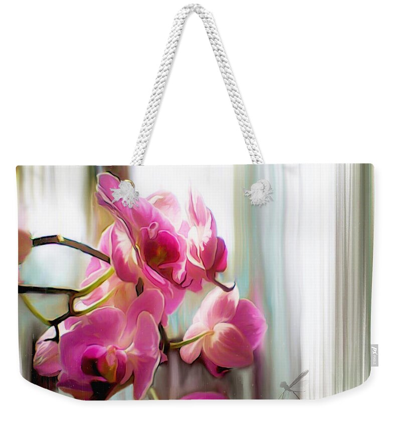 Orchids Weekender Tote Bag featuring the digital art Morning Light Orchids by Sand And Chi