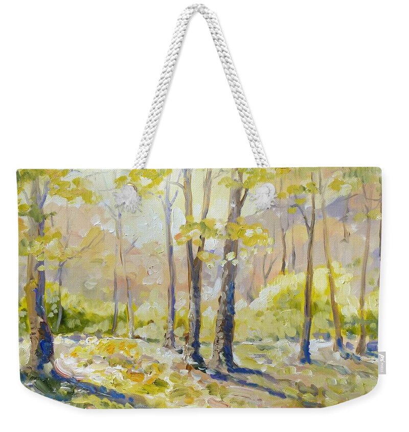 Spring Weekender Tote Bag featuring the painting Morning light - spring by Irek Szelag