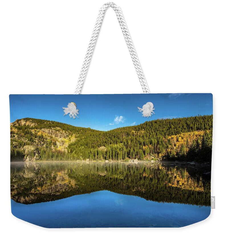 Lake. Reflection Weekender Tote Bag featuring the photograph Morning Reflections by Greg Wyatt