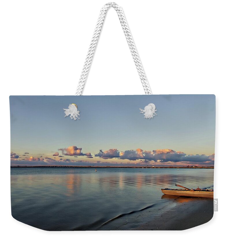 Boat Weekender Tote Bag featuring the photograph Morning Run by Stoney Lawrentz