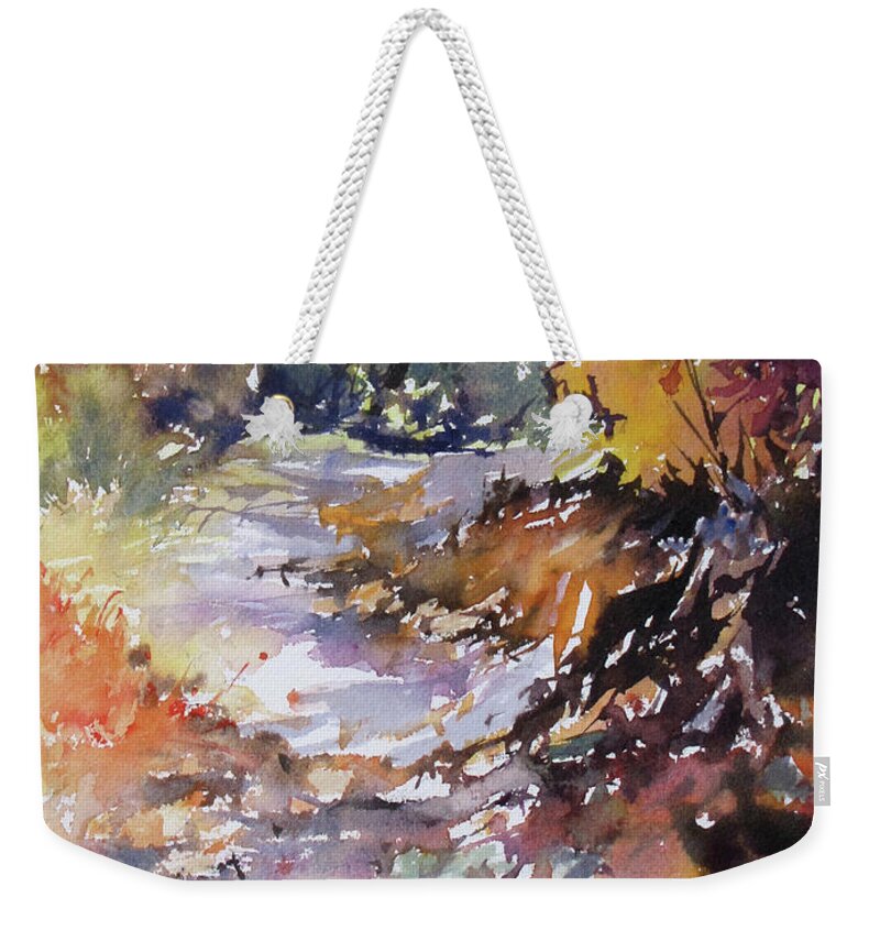 Landscape Weekender Tote Bag featuring the painting Morning Stroll by Rae Andrews