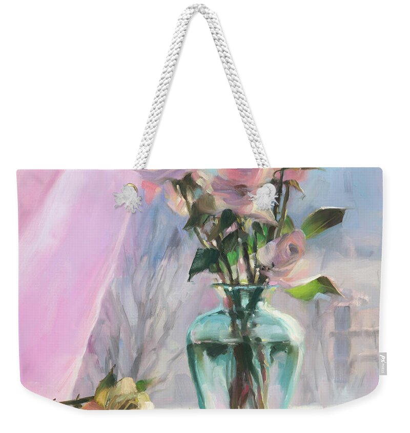 Flowers Weekender Tote Bag featuring the painting Morning's Glory by Steve Henderson