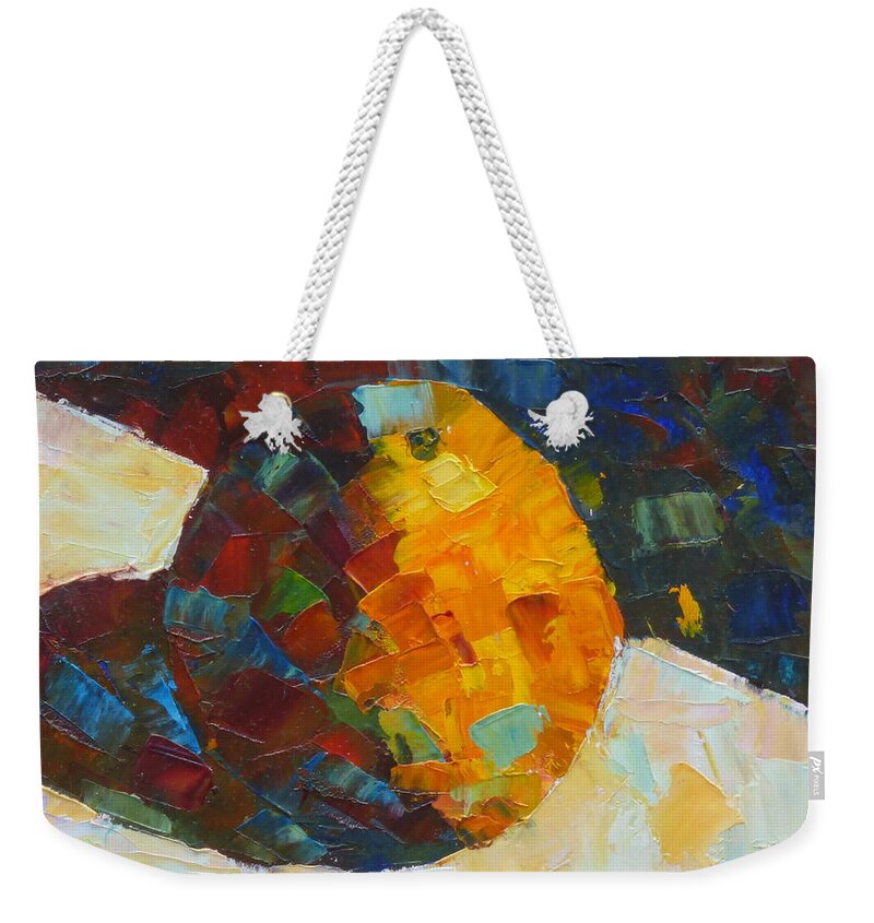 Oil Painting Weekender Tote Bag featuring the painting Mosaic Citrus by Susan Woodward
