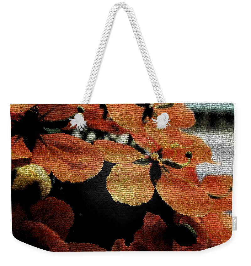 Mosaic Weekender Tote Bag featuring the mixed media Mosaic Flowers by Faa shie