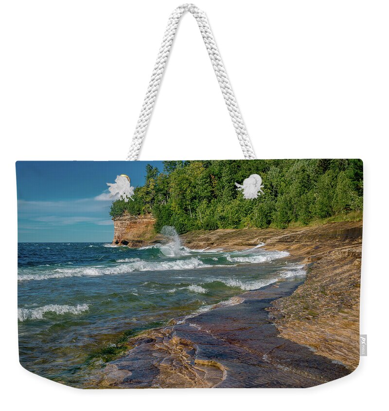 Mosquito Harbor Weekender Tote Bag featuring the photograph Mosquito Harbor Waves by Gary McCormick