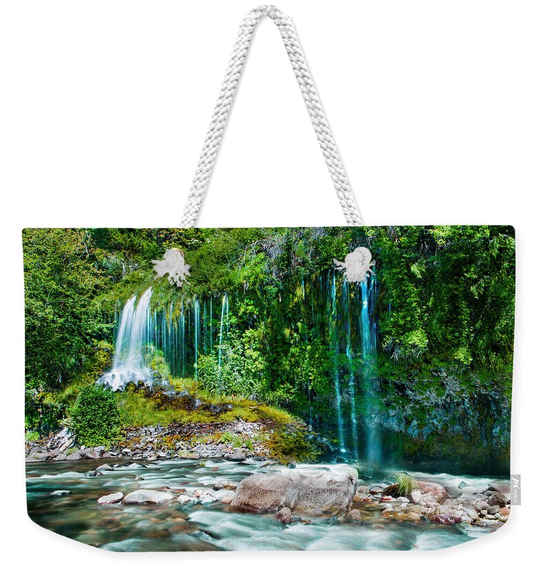 Landscape Weekender Tote Bag featuring the photograph Mossbrae Falls by Bryant Coffey