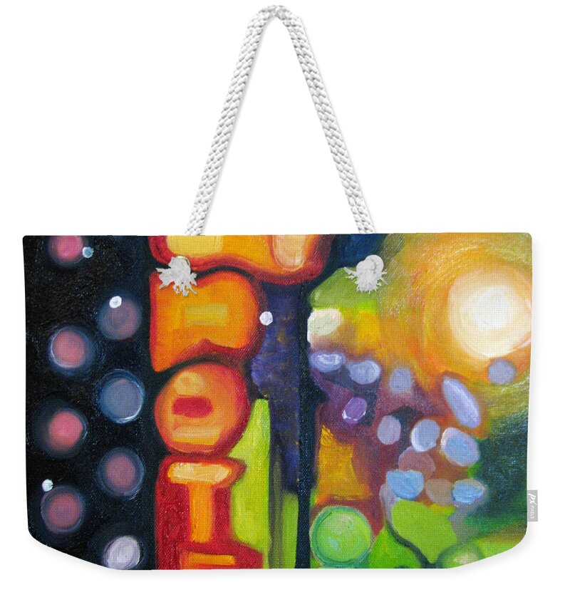 N Weekender Tote Bag featuring the painting Motel Lights by Patricia Arroyo