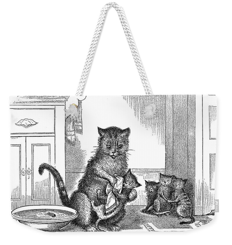 1880 Weekender Tote Bag featuring the photograph Mother Cat, 1880 by Granger