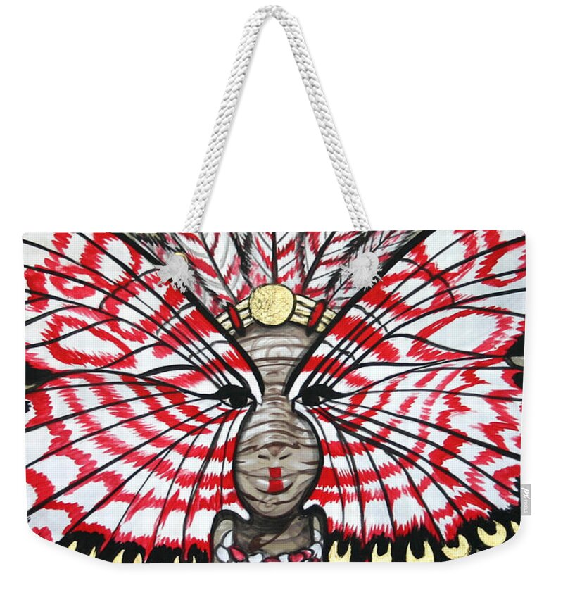 Eyes Weekender Tote Bag featuring the painting Mother Earth 808 by M E