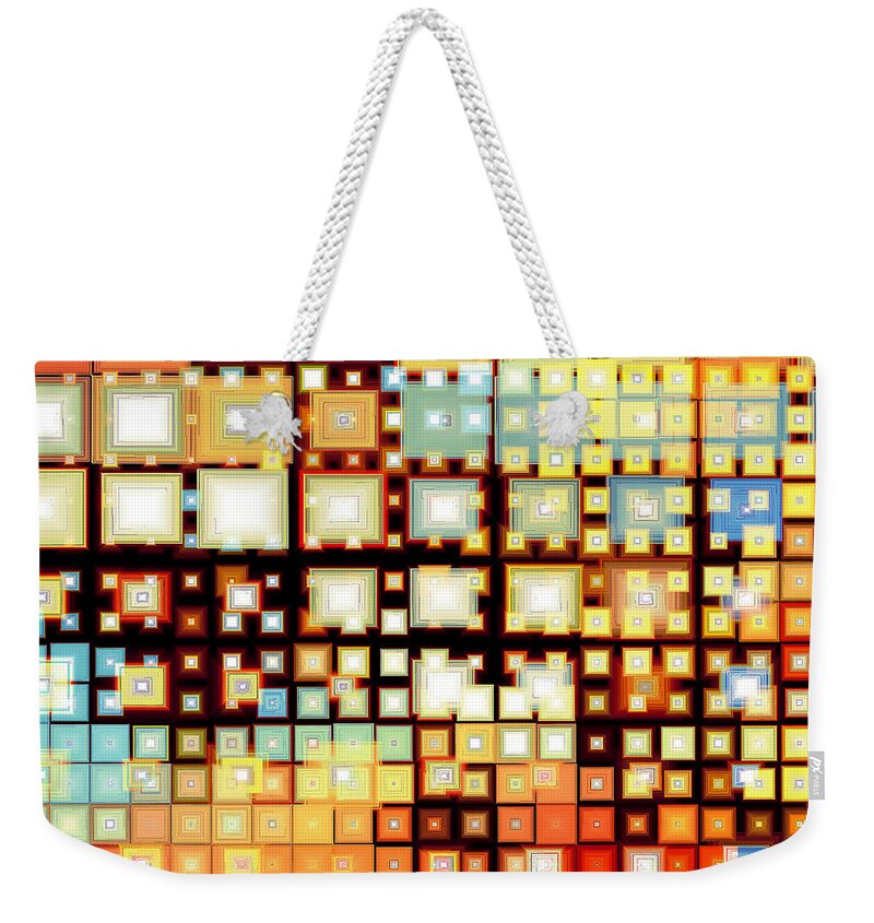 Orange Squares Weekender Tote Bag featuring the digital art Motherboard by Shawna Rowe