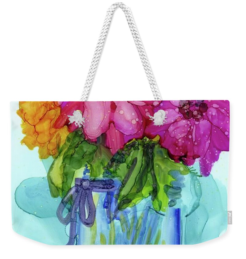 Flowers Weekender Tote Bag featuring the mixed media Mother's Bouquet by Francine Dufour Jones