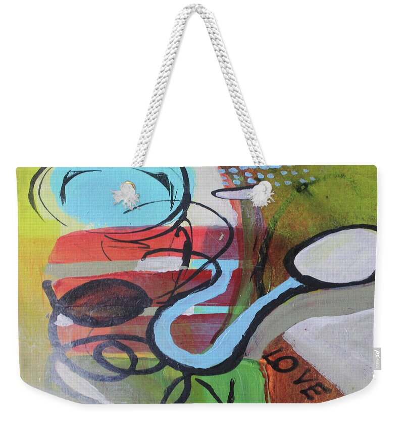 Mom Weekender Tote Bag featuring the painting Mother's Love by April Burton