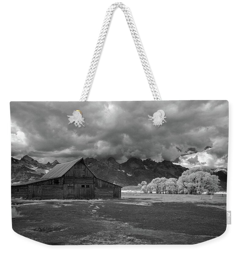 Barn Weekender Tote Bag featuring the photograph Moulton Barn at the Tetons by John Roach
