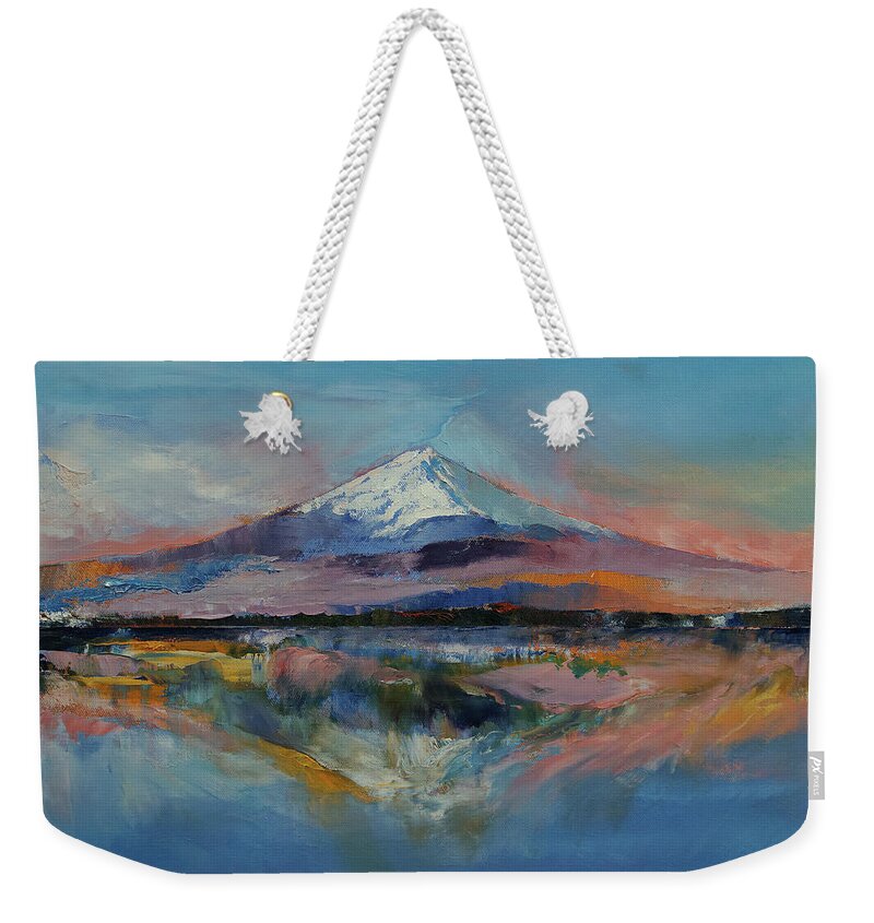 Mount Fuji Weekender Tote Bag featuring the painting Mount Fuji by Michael Creese