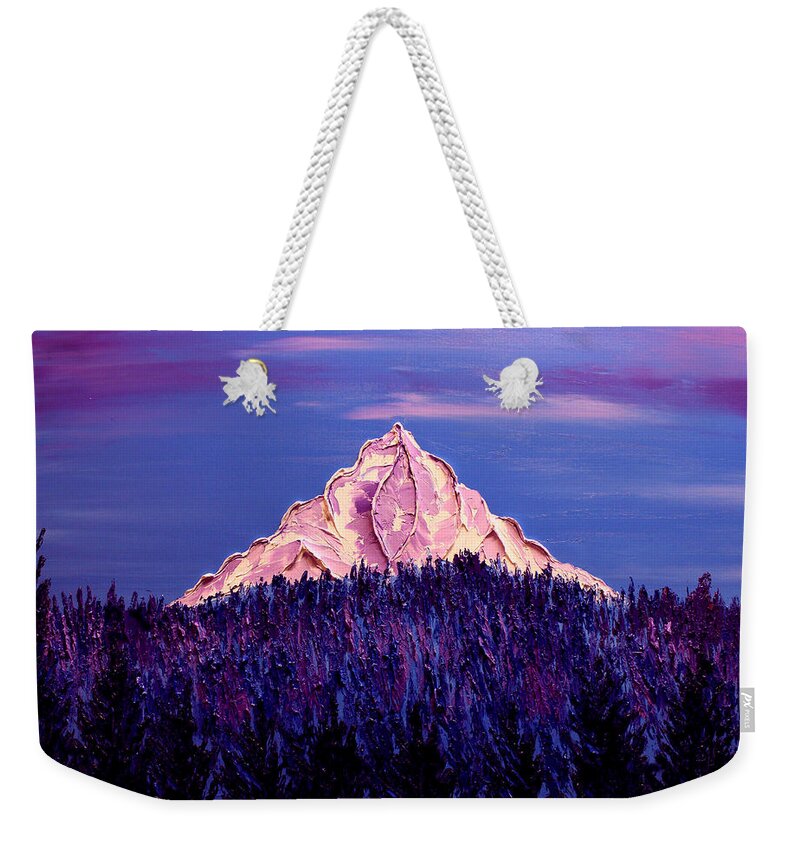  Weekender Tote Bag featuring the painting Mount Hood At Dusk #35 by James Dunbar