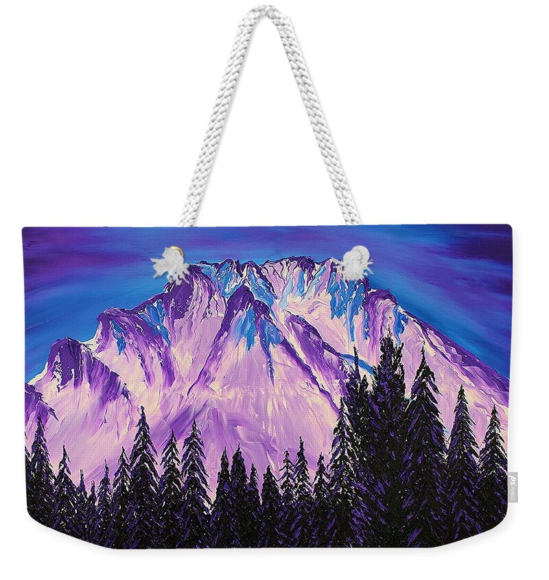  Weekender Tote Bag featuring the painting Mount Hood At Dusk #37 by James Dunbar