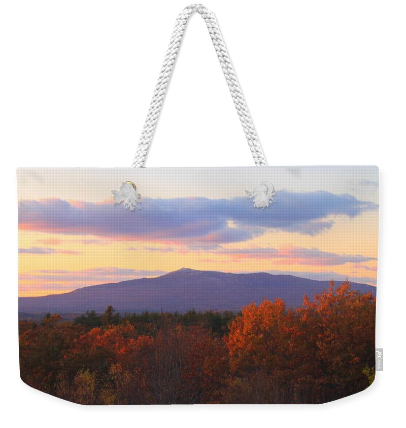 Mount Monadnock Weekender Tote Bag featuring the photograph Mount Monadnock Autumn Sunset by John Burk
