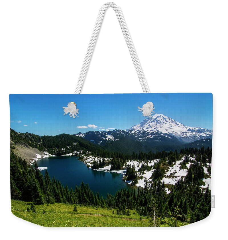 Hike Weekender Tote Bag featuring the photograph Mount Rainier and Eunice Lake by Pelo Blanco Photo