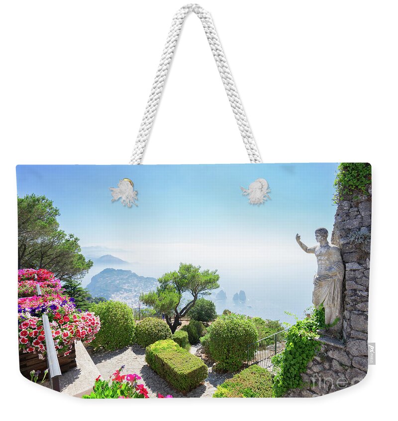 Capri Weekender Tote Bag featuring the photograph mount Solaro of Capri by Anastasy Yarmolovich