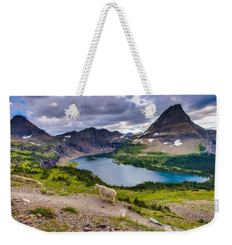 Glacier National Park Weekender Tote Bag featuring the photograph Mountain Goat Haunt by Adam Mateo Fierro