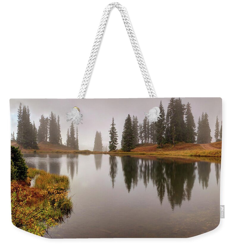 Olena Art Weekender Tote Bag featuring the photograph Mountain Lake in Colorado Crested Butte by Lena Owens - OLena Art Vibrant Palette Knife and Graphic Design
