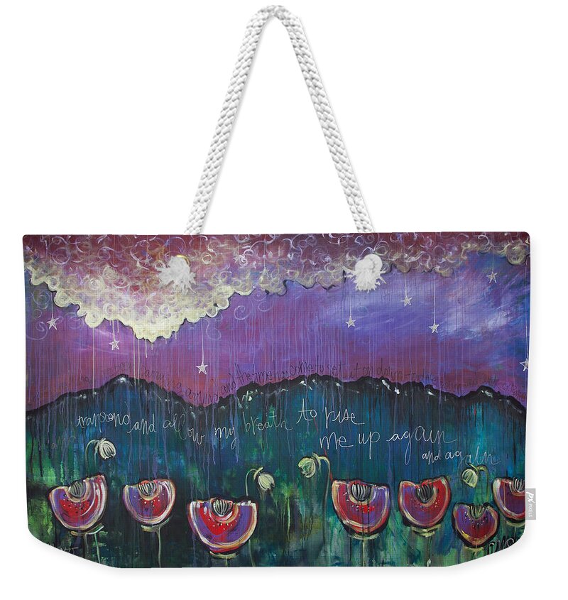 Mountains Weekender Tote Bag featuring the painting Mountain Poppies by Laurie Maves ART