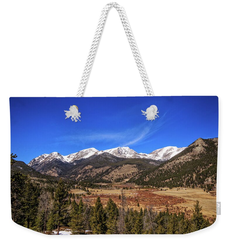  Weekender Tote Bag featuring the photograph Mountain View from Fall River Road in Rocky Mountain National Pa by Peter Ciro