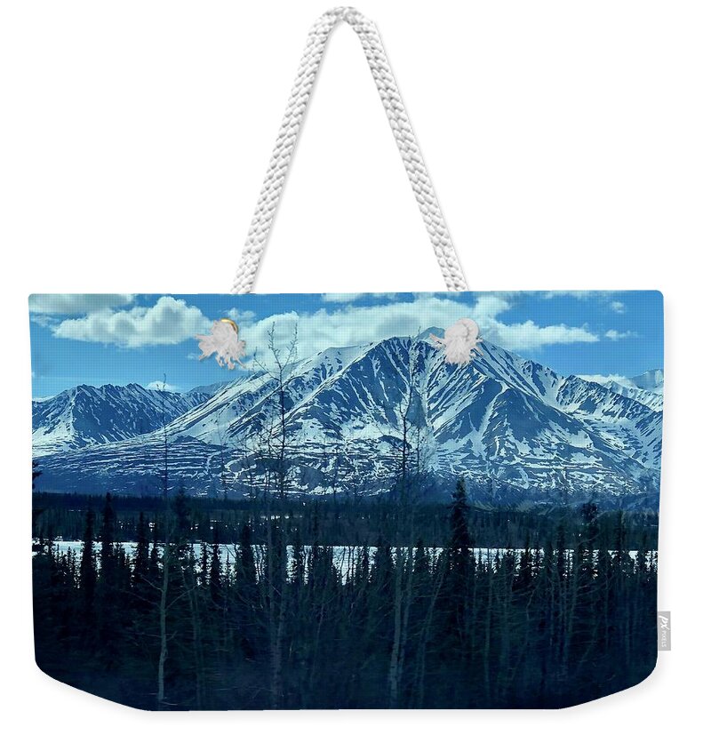 Landscape Weekender Tote Bag featuring the photograph Mountain View by John Mathews