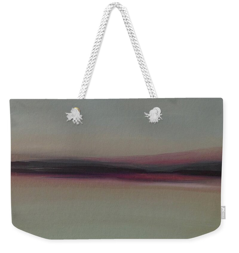 Landscape Weekender Tote Bag featuring the painting Mountains at Dawn by Michelle Abrams