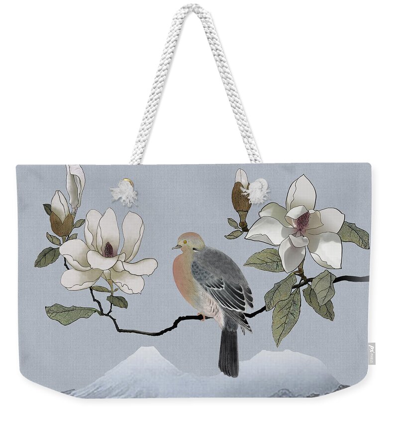 Dove Weekender Tote Bag featuring the digital art Mourning Dove And Magnolia by M Spadecaller