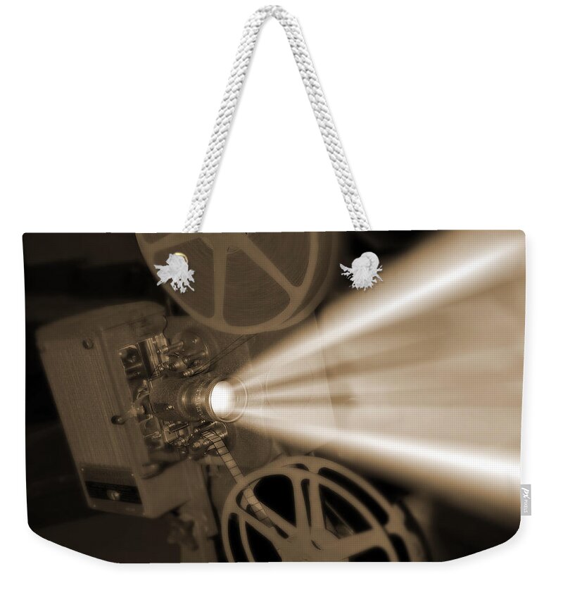 Vintage Weekender Tote Bag featuring the photograph Movie Projector by Mike McGlothlen