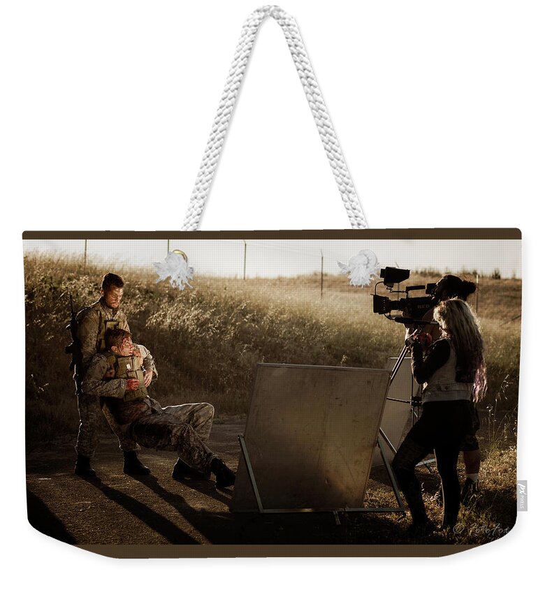 Fotofoxes Weekender Tote Bag featuring the photograph Movie scene by Alexander Fedin