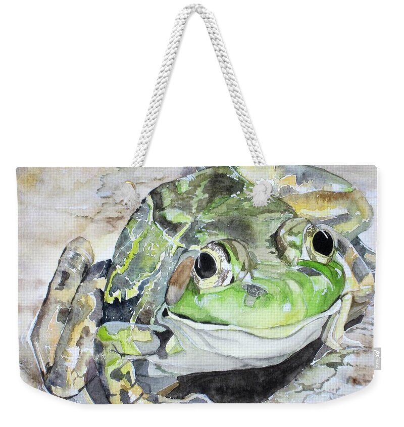 Frog Weekender Tote Bag featuring the painting Mr Frog by Teresa Smith