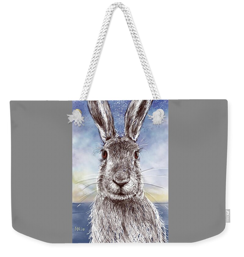 Bunny Weekender Tote Bag featuring the digital art Mr. Rabbit by AnneMarie Welsh