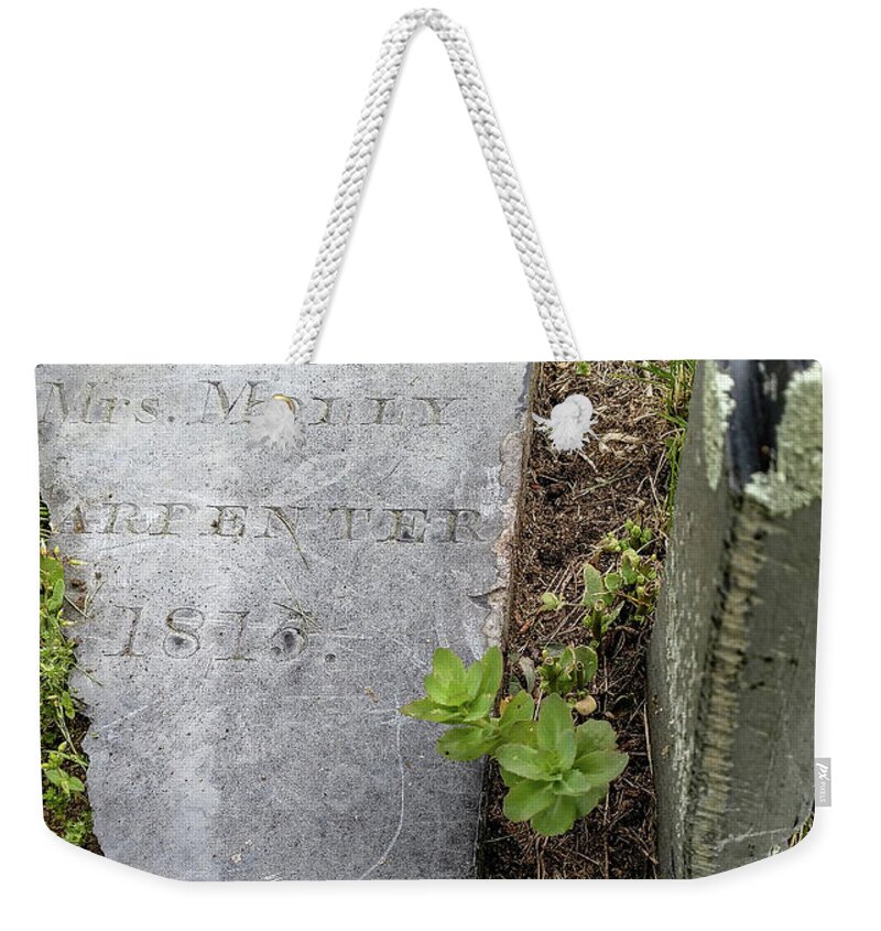 Grave Weekender Tote Bag featuring the photograph Mrs. Molly Carpenter 1815 by Bruce Carpenter