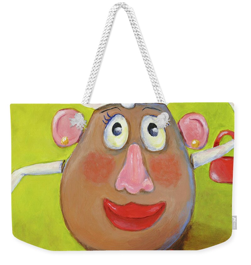 Toy Weekender Tote Bag featuring the painting Mrs. Potato Head by Donna Tucker