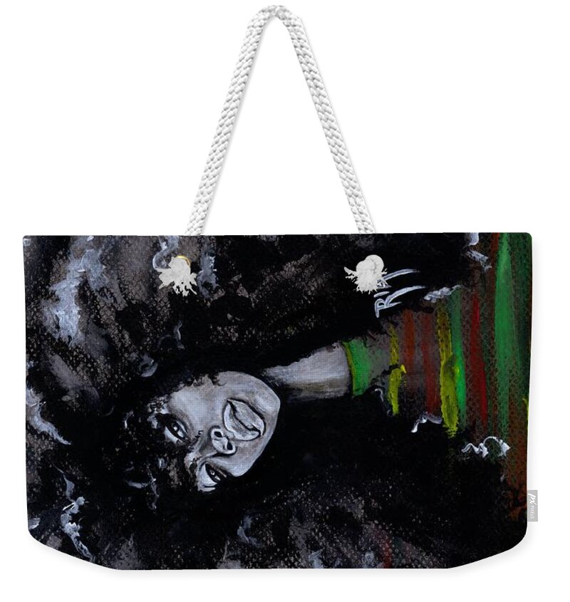 Erykah Badu Weekender Tote Bag featuring the painting Ms Erykah Badu To You Fool by Artist RiA