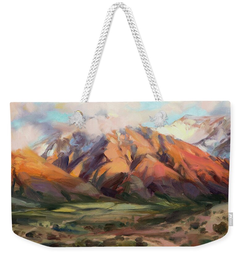 Mountains Clouds Weekender Tote Bag featuring the painting Mt Nebo Range by Steve Henderson
