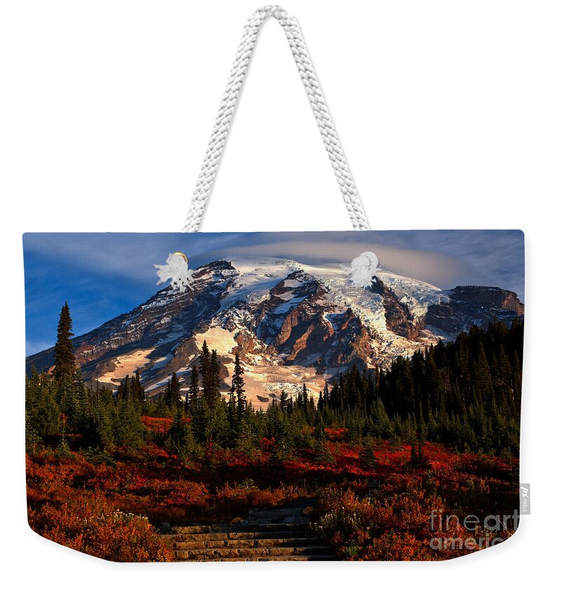 Mt Rainier National Park Weekender Tote Bag featuring the photograph Mt. Rainier Paradise Morning by Adam Jewell