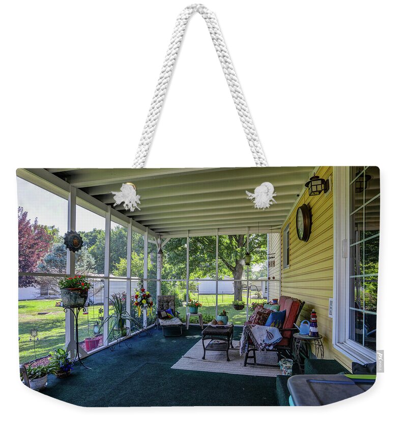 Real Estate Photography Weekender Tote Bag featuring the photograph Mt Vernon Screen Room by Jeff Kurtz