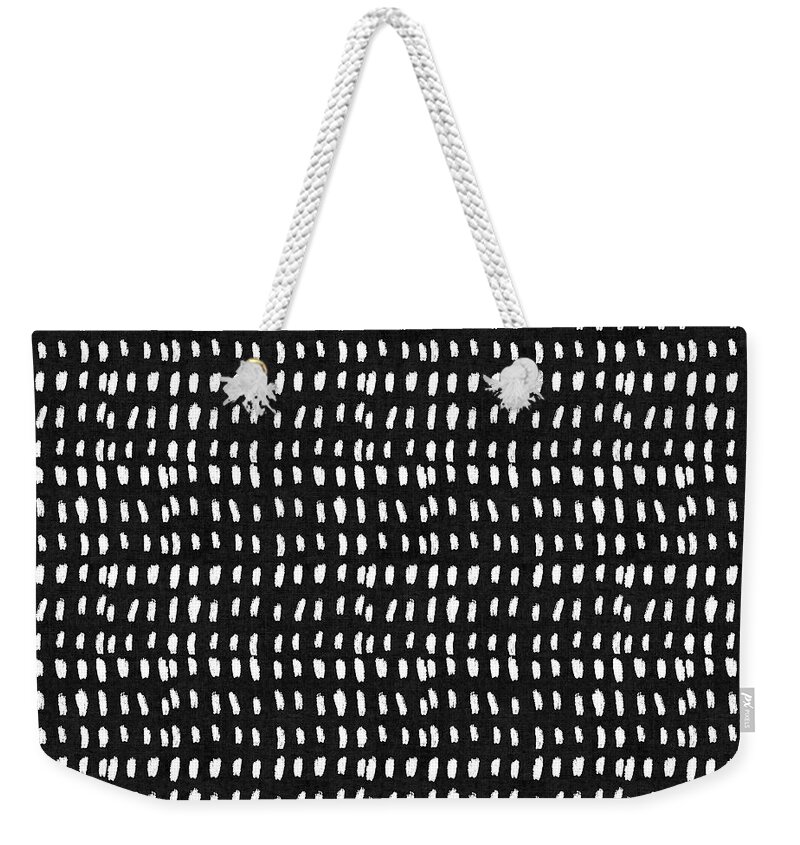 Black Weekender Tote Bag featuring the mixed media Mud Cloth 8- Art by Linda Woods by Linda Woods