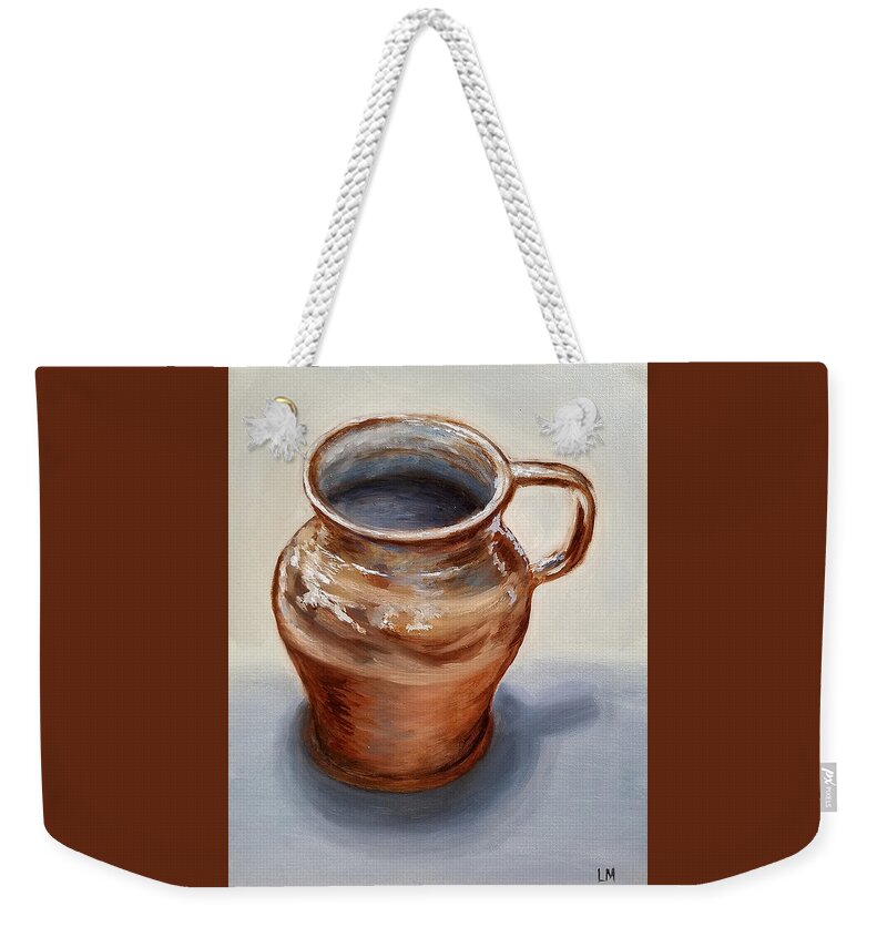 Oil Weekender Tote Bag featuring the painting Mug by Linda Merchant