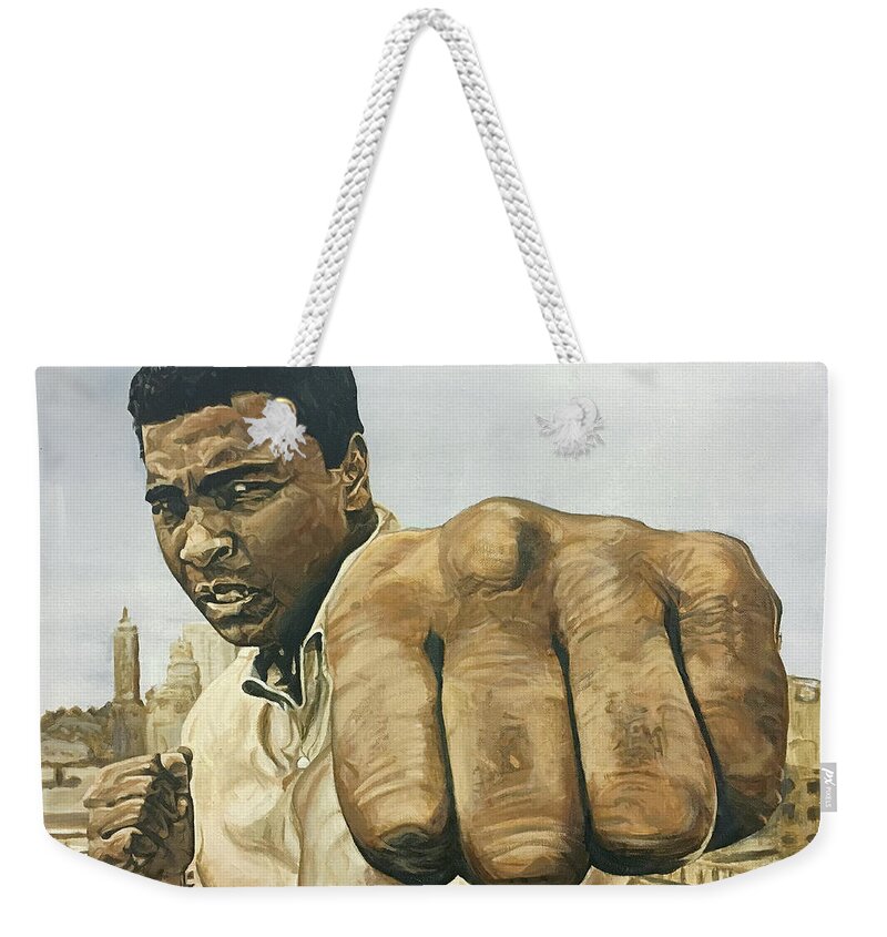 Muhammad Ali Weekender Tote Bag featuring the painting Muhammad Ali by Michael Morgan
