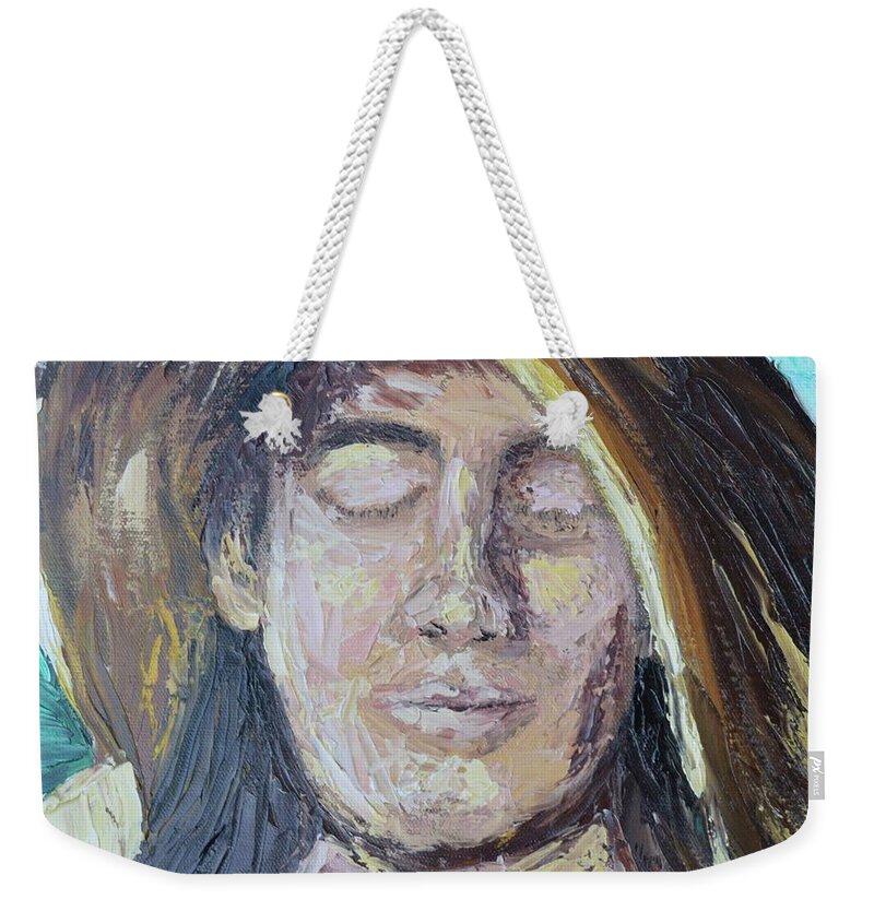 Portrait Weekender Tote Bag featuring the painting Mujer con Sombrero de Sol by Melissa Torres