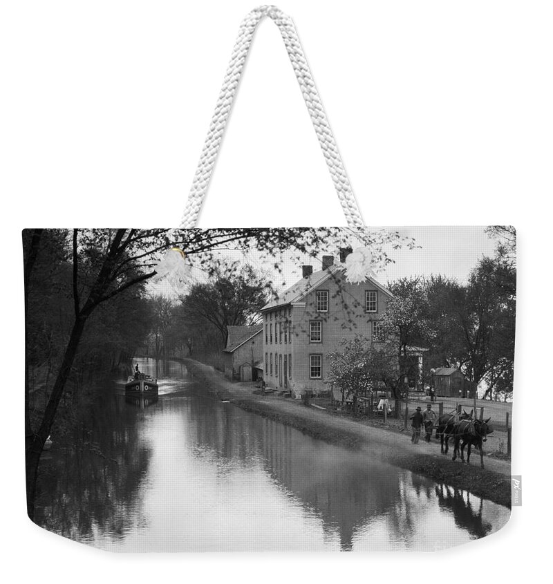 1920s Weekender Tote Bag featuring the photograph Mules Towing Boat Down Lehigh, C.1920s by H. Armstrong Roberts/ClassicStock