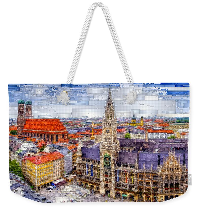 Rafael Salazar Weekender Tote Bag featuring the digital art Munich Cityscape by Rafael Salazar