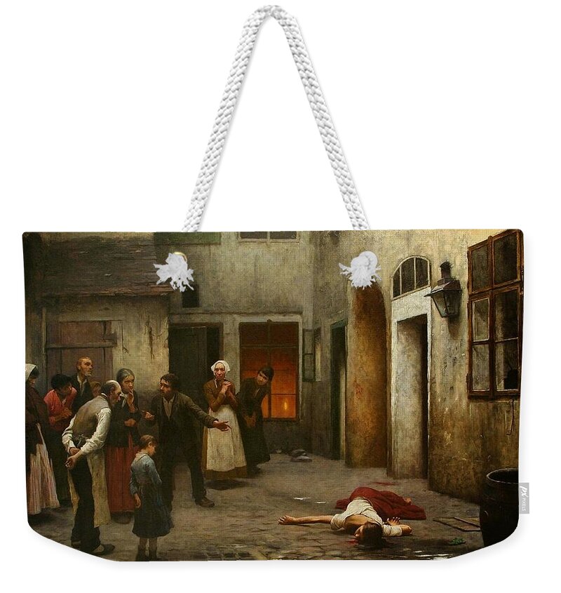 Jakub Schikaneder Weekender Tote Bag featuring the painting Murder In The House by MotionAge Designs