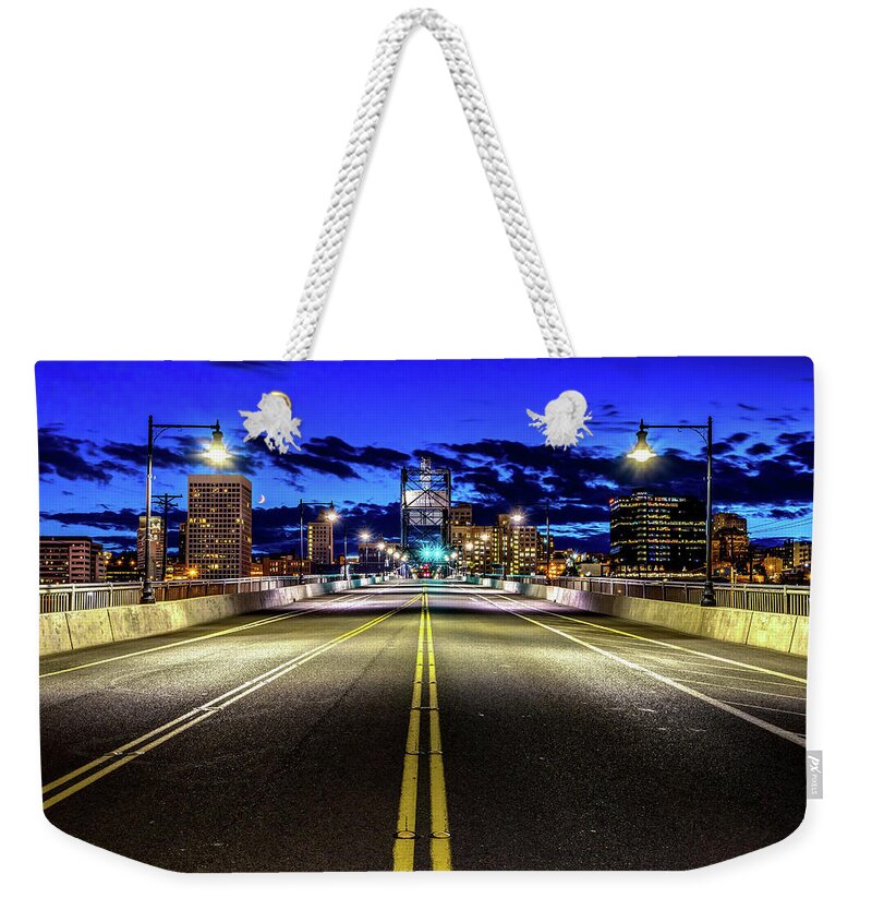 Murray Weekender Tote Bag featuring the photograph Murray Morgam Bridge During Blue Hour in HDR by Rob Green